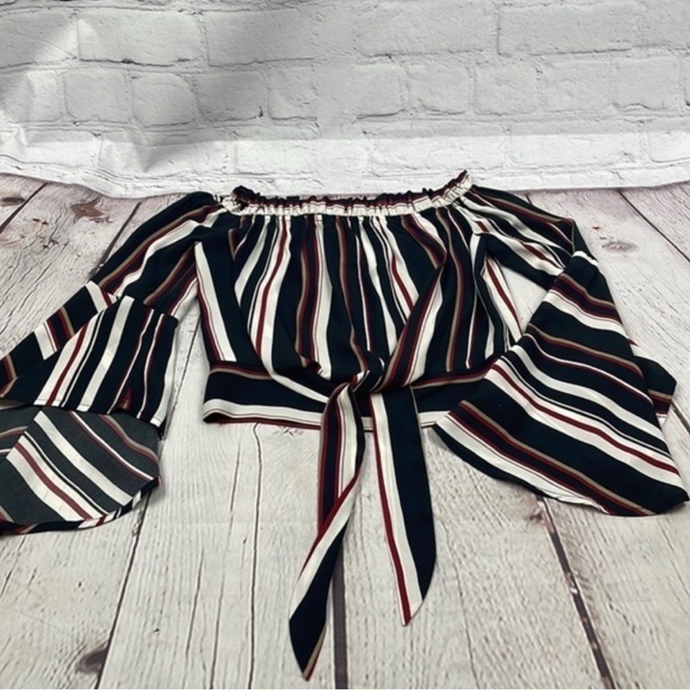 Guess Multicolor Striped Off-Shoulder Blouse